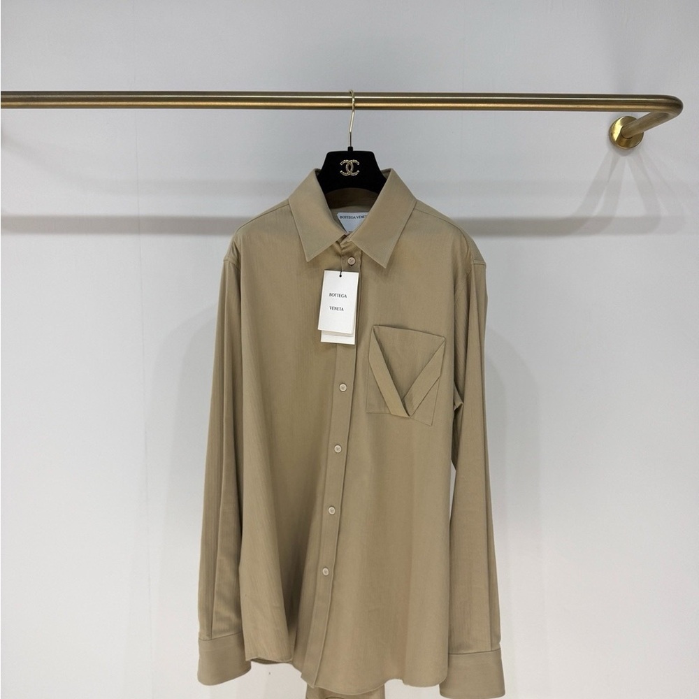 🚩steal authentic Bottega Veneta Tan Casual Button Down Shirt
